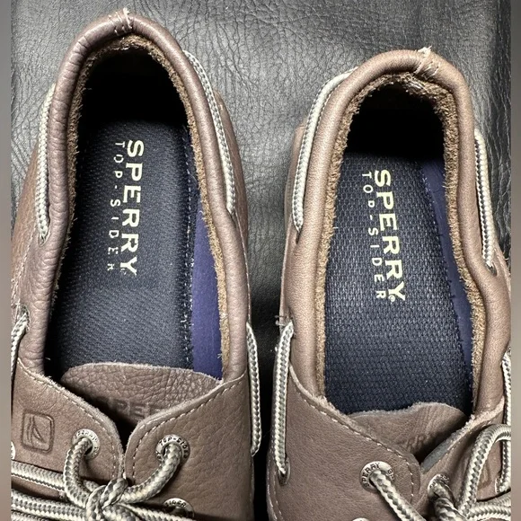 Men’s Sperry Top Sider Gray Leather Boat Shoe - Picture 4 of 7